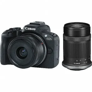 מצלמה ללא מראה Canon EOS R50 עם עדשות 18-45 מ״מ + 55-210 מ״מ