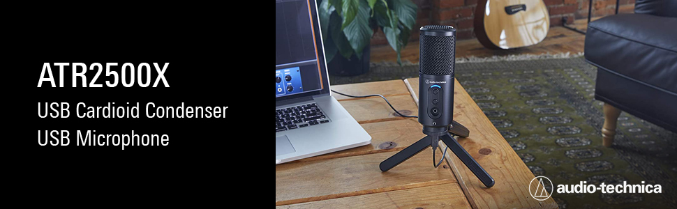 Audio Technica ATR2500x-USB Cardioid Condenser Microphone - Compatible with Windows, Mac, IOS