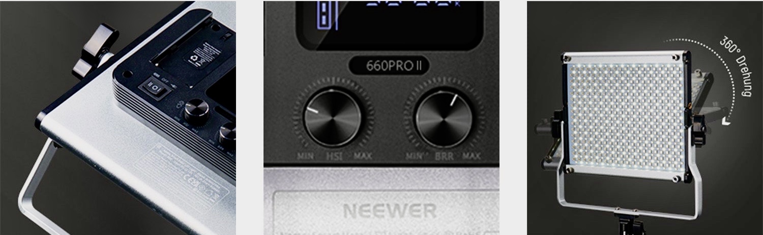 Neewer Upgraded 660 PRO II RGB LED Video Light Kit with 200cm Light Stand 50W Constant Output with No Color Shift 360° Full Color Adjustment 3200K-5600K Adjustment 9+ Scene Effects 1% Step Precise Adjustment 97+ Ultra High CRI APP Controlled