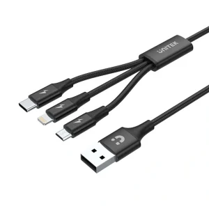 כבל טעינה USB-A ‏3 ב-1 ל-USB-C (Type C), Lightning ו-Micro USB UNITEK C14049BK