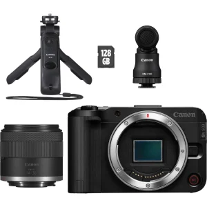 ערכה ליוצרים כולל מצלמה עדשה חצובה וכרטיס Canon EOS R50 V