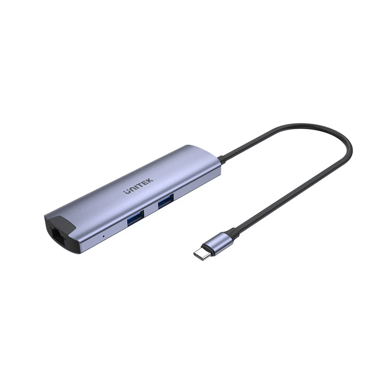 מפצל מולטיפורט 1IN6 UNITEK בחיבור USB-C לחיבור תצוגה ודאטה