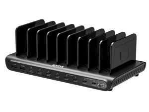 עמדת טעינה עם עשר יציאות בהספק 240W UNITEK P1230C | USB-C (Type C)