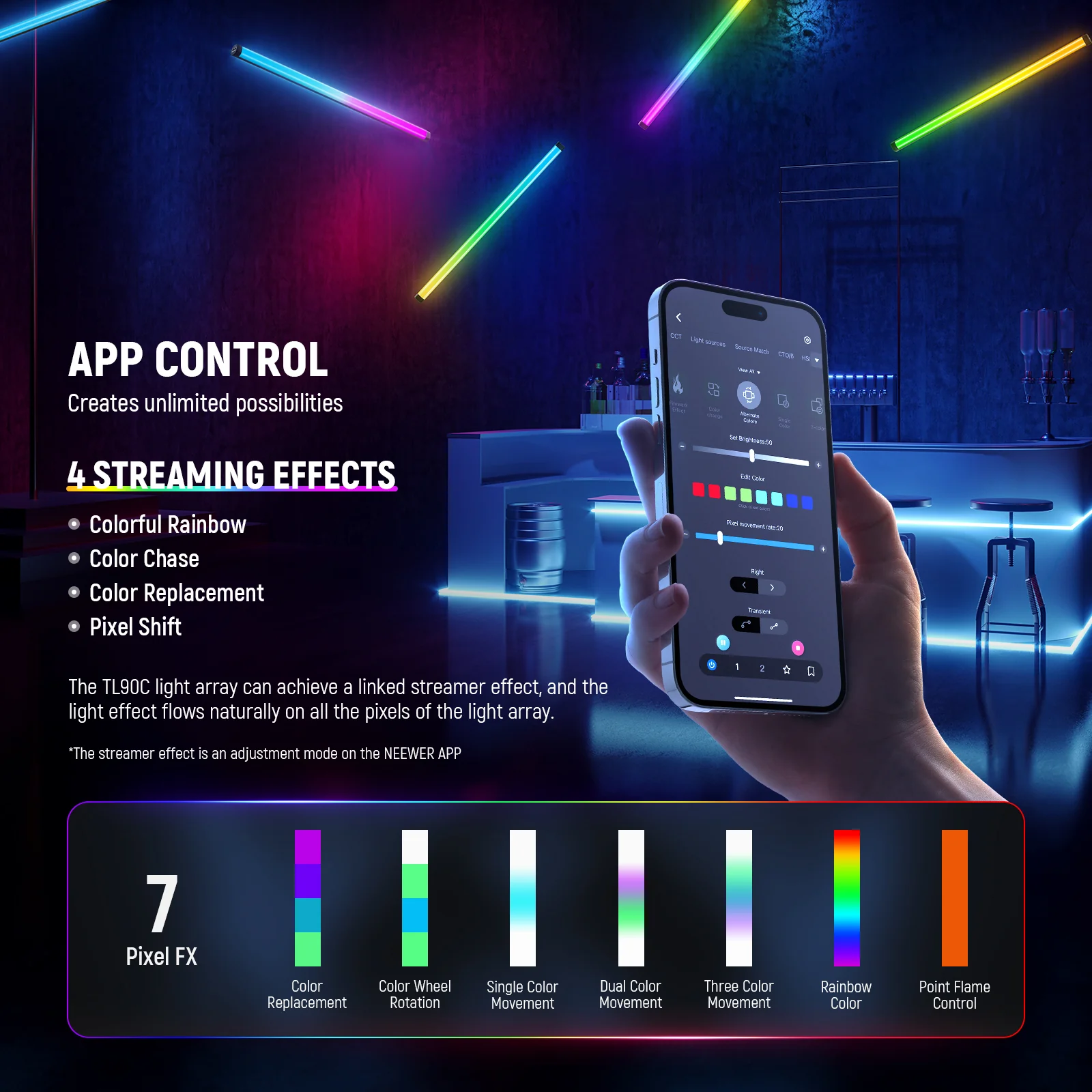 NEEWER TL90C RGB Light Stick מוט תאורת צבעוני