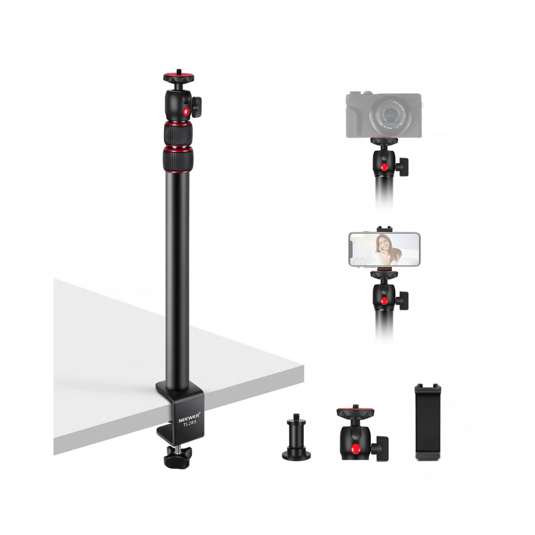 NEEWER Camera Desk Mount with Holder & 360° Ball Head, 17"-40"/43-102cm Telescopic C Clamp Table Light Stand 1/4" Screw, Desktop Stand 6.6lb/3kg Max Load for DSLR Camera, Webcam, Ring Light,TL283