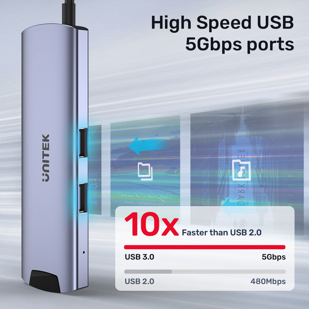 ⁦רכזת USB-C (Type C) ‏6 ב-1 עם HDMI ויציאות USB UNITEK H1112F⁩ – תמונה ⁦4⁩